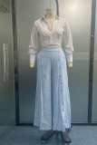 Street Solid Solid Color Turndown Collar Long Sleeve Two Pieces