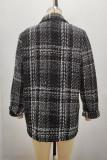 Elegant Plaid Buttons Turndown Collar Outerwear