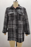 Elegant Plaid Buttons Turndown Collar Outerwear