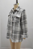 Elegant Plaid Buttons Turndown Collar Outerwear