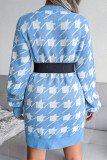 Casual Print Without Belt Contrast O Neck One Step Skirt Dresses