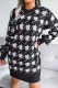 Casual Print Without Belt Contrast O Neck One Step Skirt Dresses