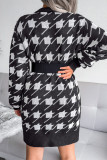 Casual Print Without Belt Contrast O Neck One Step Skirt Dresses