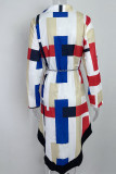 Elegant Print Printing Turndown Collar A Line Dresses