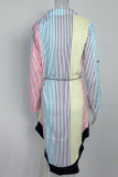 Elegant Print Printing Turndown Collar A Line Dresses