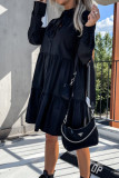 Casual Solid Buckle Solid Color Turndown Collar Shirt Dress Dresses