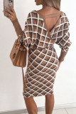 Sexy Elegant Print Printing V Neck Pencil Skirt Dresses