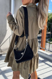 Casual Solid Buckle Solid Color Turndown Collar Shirt Dress Dresses