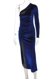 Sweet Elegant Solid Solid Color Oblique Collar Irregular Dress Dresses