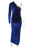 Sweet Elegant Solid Solid Color Oblique Collar Irregular Dress Dresses