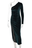 Sweet Elegant Solid Solid Color Oblique Collar Irregular Dress Dresses