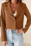 Street Solid Buttons Turn-back Collar Outerwear