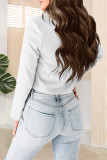 Street Solid Buttons Turn-back Collar Outerwear