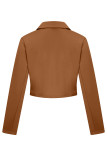Street Solid Buttons Turn-back Collar Outerwear