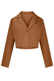 Street Solid Buttons Turn-back Collar Outerwear