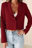 Street Solid Buttons Turn-back Collar Outerwear