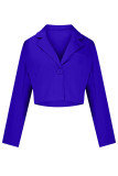 Street Solid Buttons Turn-back Collar Outerwear