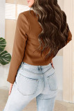 Street Solid Buttons Turn-back Collar Outerwear