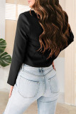 Street Solid Buttons Turn-back Collar Outerwear