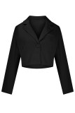 Street Solid Buttons Turn-back Collar Outerwear