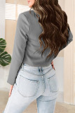 Street Solid Buttons Turn-back Collar Outerwear