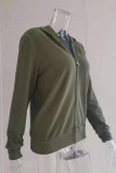 Casual Zipper Hooded Collar Tops