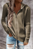 Casual Zipper Hooded Collar Tops