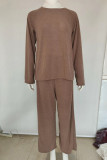 Casual Solid Solid Color O Neck Long Sleeve Two Pieces