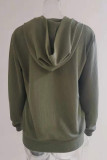 Casual Zipper Hooded Collar Tops