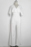 Elegant Solid Solid Color V Neck Boot Cut Jumpsuits