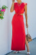 Sweet Elegant Solid Hollowed Out Contrast V Neck Asymmetrical Dresses