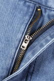 Street Solid Patchwork Straight Denim Jeans