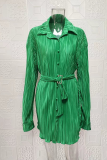 Street Solid Patchwork Turndown Collar Shirt Dress Dresses