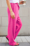 Casual Solid Draw String Pocket Loose Wide Leg Solid Color Bottoms