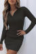 Sexy Patchwork Turndown Collar Pencil Skirt Dresses