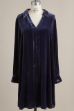 Street Solid Patchwork V Neck Straight Dresses
