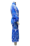 Street Print Patchwork Half A Turtleneck Long Sleeve Two Pieces