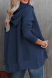 Fashion Casual Solid Patchwork Hooded Collar Tops