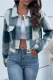 Street Plaid Patchwork Turndown Collar Tops