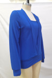 Solid Patchwork V Neck Tops