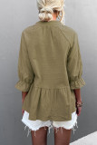 Casual Solid Flounce Fold V Neck Tops