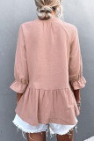 Casual Solid Flounce Fold V Neck Tops