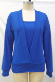 Solid Patchwork V Neck Tops