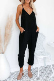 Casual Solid Patchwork Spaghetti Strap Harlan Jumpsuits