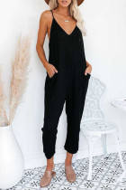 Casual Solid Patchwork Spaghetti Strap Harlan Jumpsuits