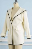 Fashion Casual Solid Patchwork Hooded Collar Outerwear