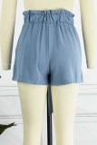 Fashion Casual Solid With Belt Loose High Waist Wide Leg Bottoms