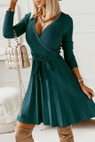 Sexy Elegant Solid Frenulum Solid Color V Neck A Line Dresses