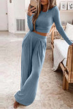 Casual Solid Solid Color O Neck Long Sleeve Two Pieces