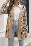 Elegant Animal Print Printing Cardigan Collar Tops